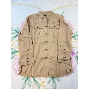 J Crew‎ Tan Utility Button Front Shirt Long Sleeve 100% Cotton Size 4